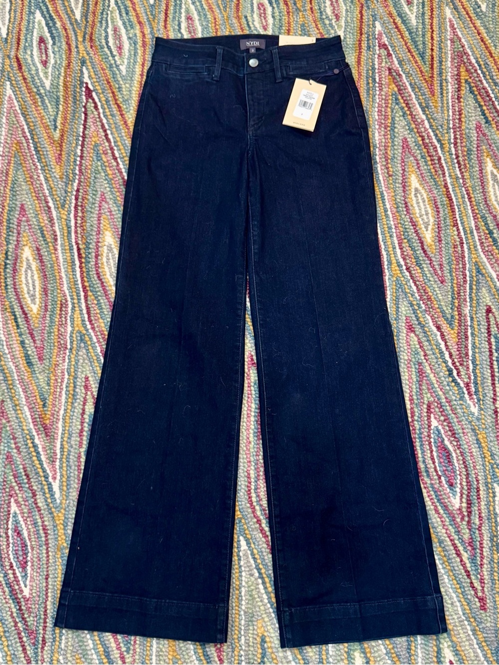 👖✨ NYDJ Dark Denim Wide-Leg TERESA Trouser Pants Jeans Denim NWT ✨👖 - Picture 2 of 12